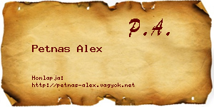 Petnas Alex névjegykártya
